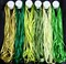 6 Spools of 100% Pure Silk Ribbons - Green Tones - 60 MTS x 4mm